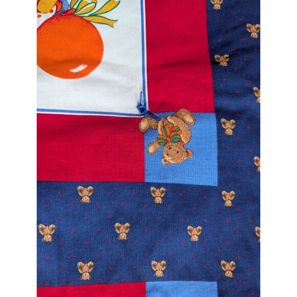 Vintage Teddy Bear Crib Quilt Baby Nursery Decor Country Handmade Throw Blanket - Picture 11 of 12